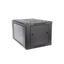 Gabinete para Montaje en Pared - Piso / Puerta de Cristal Templado / Cuerpo Fijo / 6 Unidades de Rack / 19" / Fabricado en Acero