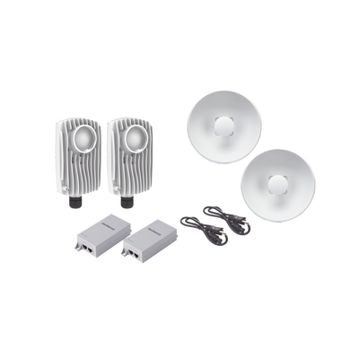 Kit de 2 radios C6X con 2 antenas de (25 dBi), rango de frecuencia extendida (5.1 a 6.4 GHz),  incluye inyector POE, cable de alimentación y 2 FLEXIMOUNT-XL para alineación