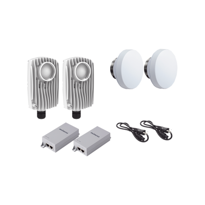 Kit de 2 radios C6X con 2 antenas de (12 dBi), rango de frecuencia extendida (4.9 a 6.4 GHz),  incluye inyector POE, cable de alimentación y 2 FLEXIMOUNT-XL para alineación