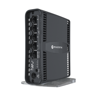 [C52IG-5HAXD2HAXD-TC] (hAP ax2) Router inalámbrico Wi-Fi 6 160mW de Potencia, 5 puertos gigabit, Port 1 PoE in/out