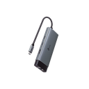 Adaptador HUB 6 en 1, 1 puerto USB-C entrada, 1 puerto HDMI 4K, 1 puerto Ethernet Gigabit, 1 puerto USB-C y 2 puertos USB-A