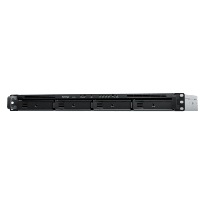 NAS RackStation RS822+ | 4 Bahías | 1U | AMD Ryzen V1500B | 32 GB DDR4 ECC | 4 Puertos 1GbE | Expansión PCIe | Compatible con SSD NVMe | Sistema Operativo Synology DSM.