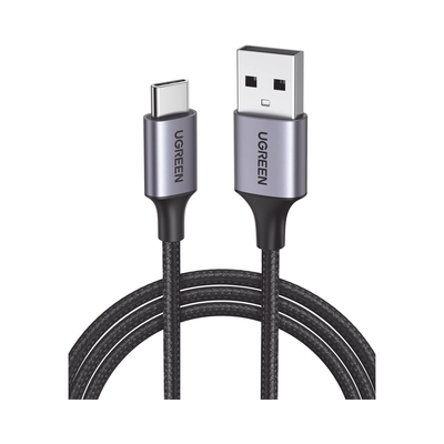 Cable USB-A a USB-C | 2 Metros (6.56 Pies) | Transferencia de Datos de 480 Mbps | Carga Rápida | QC 4.0/3.0/2.0 | FPC | AFC | Protección Integrada | Caja de Aluminio | Nylon Trenzado | Color Negro