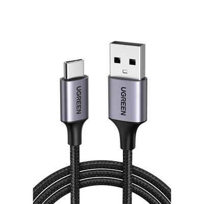Cable USB-A a USB-C | 1 Metro (3.28 Pies) | Transferencia de Datos de 480 Mbps | Carga Rápida | QC 4.0/3.0/2.0 | FPC | AFC | Protección Integrada | Caja de Aluminio | Nylon Trenzado | Color Negro
