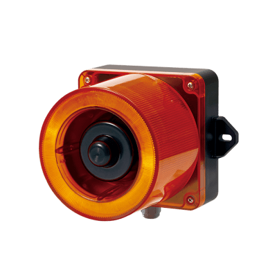 Combinacion de baliza LED color Ámbar y sirena electrónica de 31 tonos resistente a la intemperie de volumen máx. 123 dB a 12-24 VCD