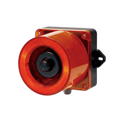 [QWCD50-012024-R-LC] Combinacion de baliza LED color Rojo y sirena electrónica de 31 tonos resistente a la intemperie de volumen máx. 123 dB a 12-24 VCD