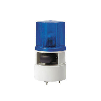 Luces de advertencia color Azul con sirena incorporada con 5 tonos máx. 105 dB en 110 VCA