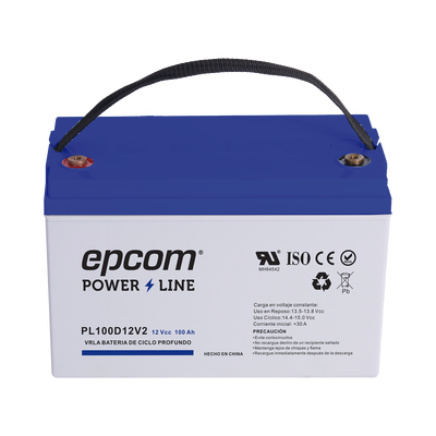 Batería 12 Vcc / 100 Ah / UL / Tecnología AGM-VRLA / CICLO PROFUNDO / Para uso en aplicaciones fotovoltaicas y de emergencia / Terminales T4