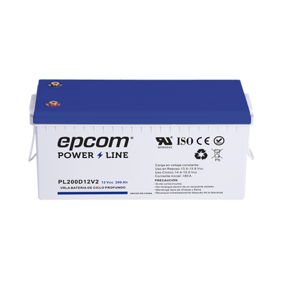 [PL200D12V2] Batería 12 Vcc / 200 Ah / UL / Tecnología AGM-VRLA / Ciclo profundo / Para uso en aplicaciones fotovoltaicas y de emergencia / Terminales T5