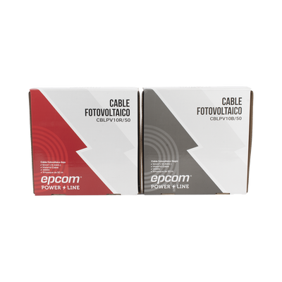 [KIT2CBLPV10RB/50] Kit de 2 rollos de 50 metros de cable fotovoltaico de cobre, rojo y negro, calibre 10 AWG (6mm²), Tipo PV,  1000/2000 V y 120°C.