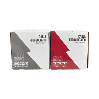 [KIT2CBLPV10RB/100] Kit de 2 rollos de 100 metros de cable fotovoltaico de cobre, rojo y negro, calibre 10 AWG (6mm²), Tipo PV,  1000/2000 V y 120°C.