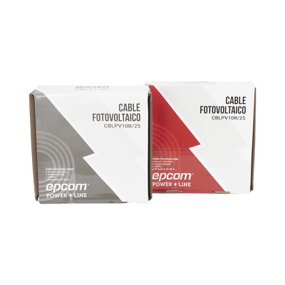 [KIT2CBLPV10RB/25] Kit de 2 rollos de 25 metros de cable fotovoltaico de cobre, rojo y negro, calibre 10 AWG (6mm²), Tipo PV,  1000/2000 V y 120°C.