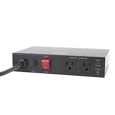 Acondicionador de Voltaje / Entrada 120 Vca / 2 salidas @ 120 Vca NEMA 5-15R / 1,800 W / 15 A / Supresión de Picos / Filtro de Ruido EMI/RFI / Sin bracket