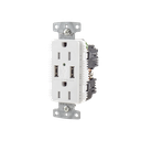 Contacto Dúplex con 2 Puertos USB, 15A 125V, 2 Polos, 3 Hilos, Color Blanco. 