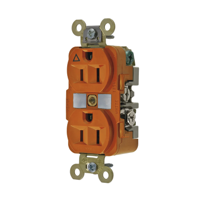 Contacto Dúplex Conexión a Tierra Aislada 15A 125V/ 2 Polos 3 Hilos/ Color Naranja/ Nema 5-15R/ Grado Industrial.