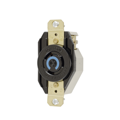 [HUB-HBL-2320] Receptáculo de Media Vuelta Industrial para Empotrar/ 20A  250V/ 2 Polos 3 Hilos/ NEMA L6-20R / Color Negro.
