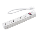 Multicontacto con Supresor de Picos 450 Joules, Voltaje de Entrada: 127 Vca NEMA 5-15P, Con 6 Salidas NEMA 5-15R. 