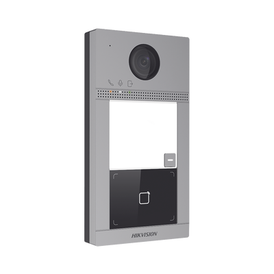 [DS-KV8113-WME1(C)] Videoportero IP 2 Megapixel / Llamada y Apertura Remota desde App Hik-Connect / PoE / Exterior IP65 + Antivandalico IK08 / 1 Departamento / Apertura con Tarjeta / Soporta 2 Puertas y hasta 6 Monitores