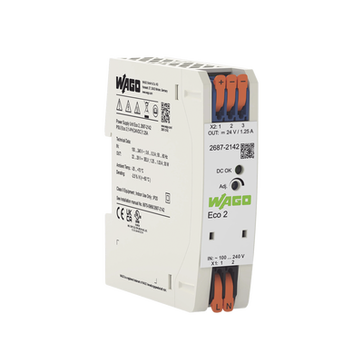 Fuente de Alimentación Eco 2 / Monofásica / 24V DC / 1.25A / 30W / Push-in CAGE CLAMP® / Carril DIN / SELV-PELV / IP20