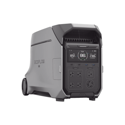 Estación de Energía Portátil DELTA PRO3 / 4096Wh Litio LFP / 5 AC 4000W (8000W Pico) / 2 USB-C 100W / Capacidad para Aumentar Respaldo / Cargador de Coche 10A a 12.6V / Conectividad WiFi y Bluetooth (App) / Carga Solar 2600W Max. (2 P