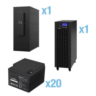 [HSTP3T20K100P-5MIN] UPS Trifásico de 20 kVA/18 kW, Topología Online Doble Conversión, Voltaje de 208/220 Vca de L-L, Respaldo de 5 Minutos al 100% de Carga, Incluye Módulo y Banco de Baterías