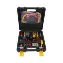  Manómetro de 4 vías con Accesorios para Gas refrigerante  R410A/ R32/ R134A/R22 