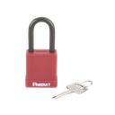 Candado de Bloqueo LOTO de Seguridad Dieléctrico, Con Llave Única, Diámetro de 6.5 mm, Color Rojo
