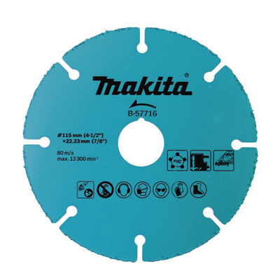 [B-57716] Disco de carburo de tugsteno 4 1/2" multi-material para esmeriladora, Ideal para Yeso y Epóxicos.