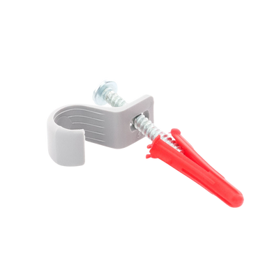 [TK-1420] Kit de 8 grapas, 8 taquetes y 8 tornillos para sujetar conductores redondos o tubo en muro (para tubo de 1/2) (2104-07240)