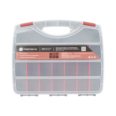 [PST-H07-002] Caja Organizadora con 21 Divisiones Fabricada en Plástico de Alta Resistencia de 38x31x7 cm.