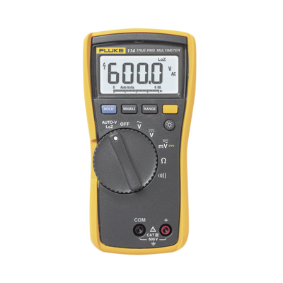 [FLUKE-114] Multímetro Digital Básico para Electricista, Uso con Voltaje Máximo de 600 V y Pantalla LED Retroiluminada