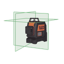 Nivel Láser de 3 Planos de Color Verde, de 360º y 30.5 m. de alcance, Compacto con Base Magnética y para Tripoide