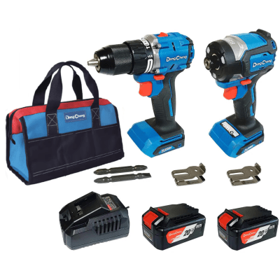 [DNG-KTP01] Kit Herramienta Taladro más Atornillador 20V, incluye cargador, 2 Baterías y Bolsa para Transporte.