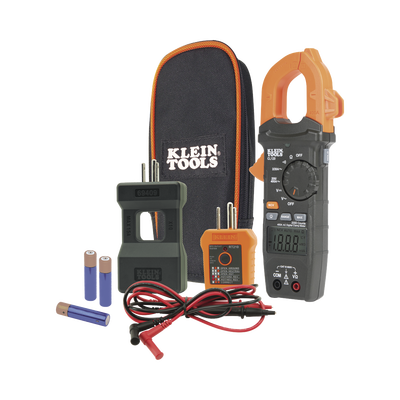[CL-120-KIT] Kit de Amperímetro de Gancho (400A CA) con Probador de Fase y Divisor (para medir corriente sin cortar el cable).