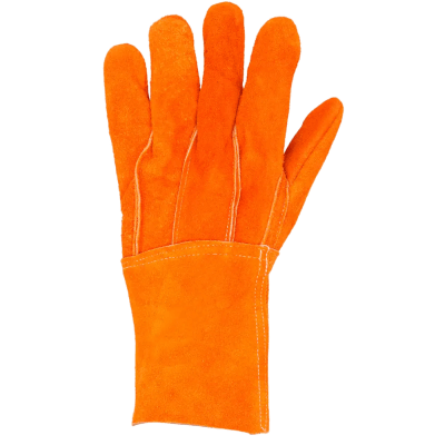 Guantes de Carnaza Largo/ Refuerzo en Palma / Resistente a Abrasión y Temperaturas Moderadas.