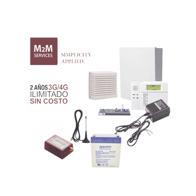 [KITVISTAMINI] (2 Años 4G ILIMITADO INCLUIDO) Kit VISTA48LA,Teclado 6150, Comunicador MN01LTEM, Bateria, Transformador y Sirena de 15 Watts