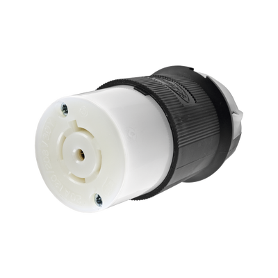 [HUB-HBL-2513] Conector Industrial con Bloqueo de Media Vuelta / 20 A 120/208 V CA / 4 Polos 5 Hilos / Color Blanco y Negro / Nema L21-20R/ Grado Industrial.