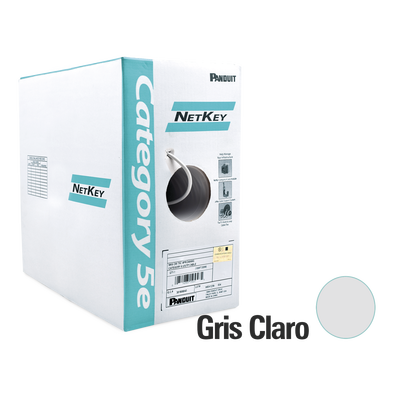 [NUC5C04IG-CE] Bobina de Cable UTP 305 Metros (1000 Pies) de Cobre, NetKey, Gris Claro, Categoría 5e (24 AWG), PVC (CM), de 4 Pares