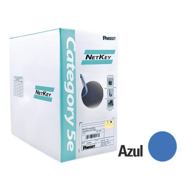 [NUC5C04BU-CE] Bobina de Cable UTP 305 Metros (1000 Pies) de Cobre, NetKey, Azul, Categoría 5e (24 AWG), PVC (CM), de 4 Pares