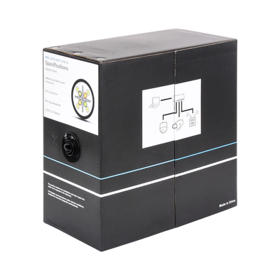 [PRO-CAT-6-EXT-LITES] Bobina de Cable 305 Metros (1000 Pies) Cat6, 24 AWG, Climas Extremos, Color Negro, Sin Blindar, para Intemperie