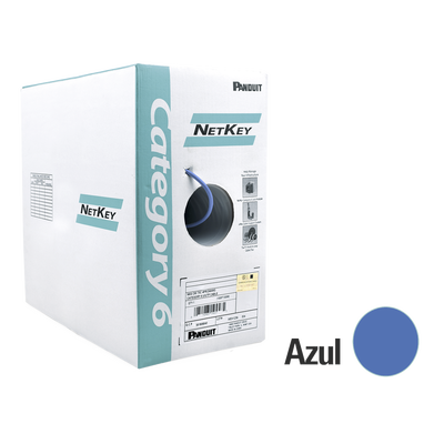 [NUR6C04BU-C] Bobina de Cable UTP 305 Metros (1000 Pies) de Cobre, NetKey, Azul, Categoría 6 (24 AWG), 1000Mbps, Riser (CMR), de 4 Pares