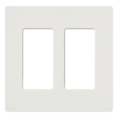 Placa de pared 2 espacios, para atenuador (dimmer), apagador ó control remoto inalámbrico LUTRON.