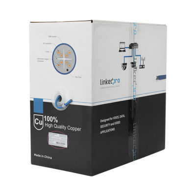 [PRO-CAT6-R] Bobina de Cable de 305 Metros (1000 Pies) Cat6+, CMR, Calibre 23 Alto Rendimiento, ETL, UL, Color Azul, Super Flexible, para Aplicaciones de Video Vigilancia, Video HD, y Redes de Datos. Uso Interior.