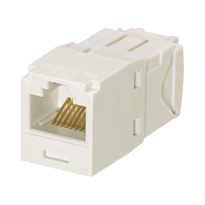 Conector Jack RJ45 Estilo TG, Mini-Com, Categoría 6, de 8 Posiciones y 8 Cables, Color Blanco Mate