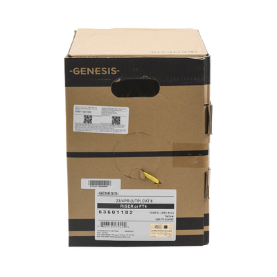 [6360-1102/1000] Bobina de Cable de 305 Metros (1000 Pies) UTP Cat6 Riser / Color Amarillo / UL, CMR, Probado a 350 Mhz / Para Aplicaciones de CCTV, Redes de Datos, IP Megapixel, Control RS485