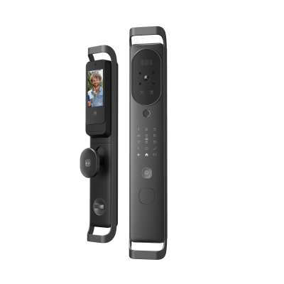 Cerradura Inteligente Multibiométrica / Reconocimiento Facial + Venas Palma + Huella Digital / Teclado Numérico + Tarjetas IC + NFC / Pantalla HD 4.5 Pulgadas / Batería Doble 4000mAh + 2500mAh / Conexión WiFi 2.4GHz / App Smart