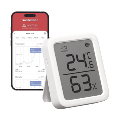 [SWITCHBOTMP] Medidor de temperatura y humedad Datos en pantalla / inalámbrico BLUETOOTH compatible con HUB SwitchBot