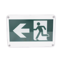 Letrero EXTERIOR de Señalización salida "Hombre Corriendo"/ Alto brillo / Uso en pared, lateral o techo / Batería de Respaldo Incluida con hasta 120 minutos de duración 