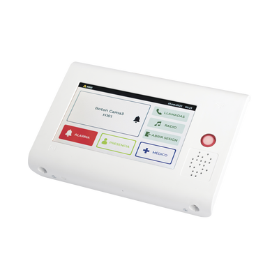 Terminal de Habitación IP para Hospitales / Lector RFID 125 KHz / Audio Bidireccional / SIP / PoE / Pantalla Táctil 7" / Compatible con NX1071 y NX1075