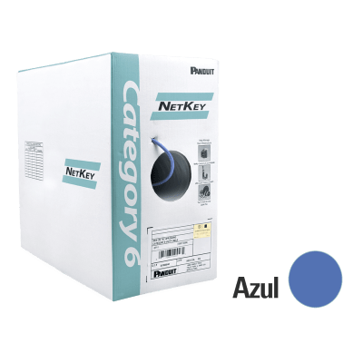 Bobina de Cable UTP 305 Metros (1000 Pies) de Cobre, NetKey, Azul, Categoría 6 (24 AWG), 1000Mbps, Riser (CMR), de 4 Pares